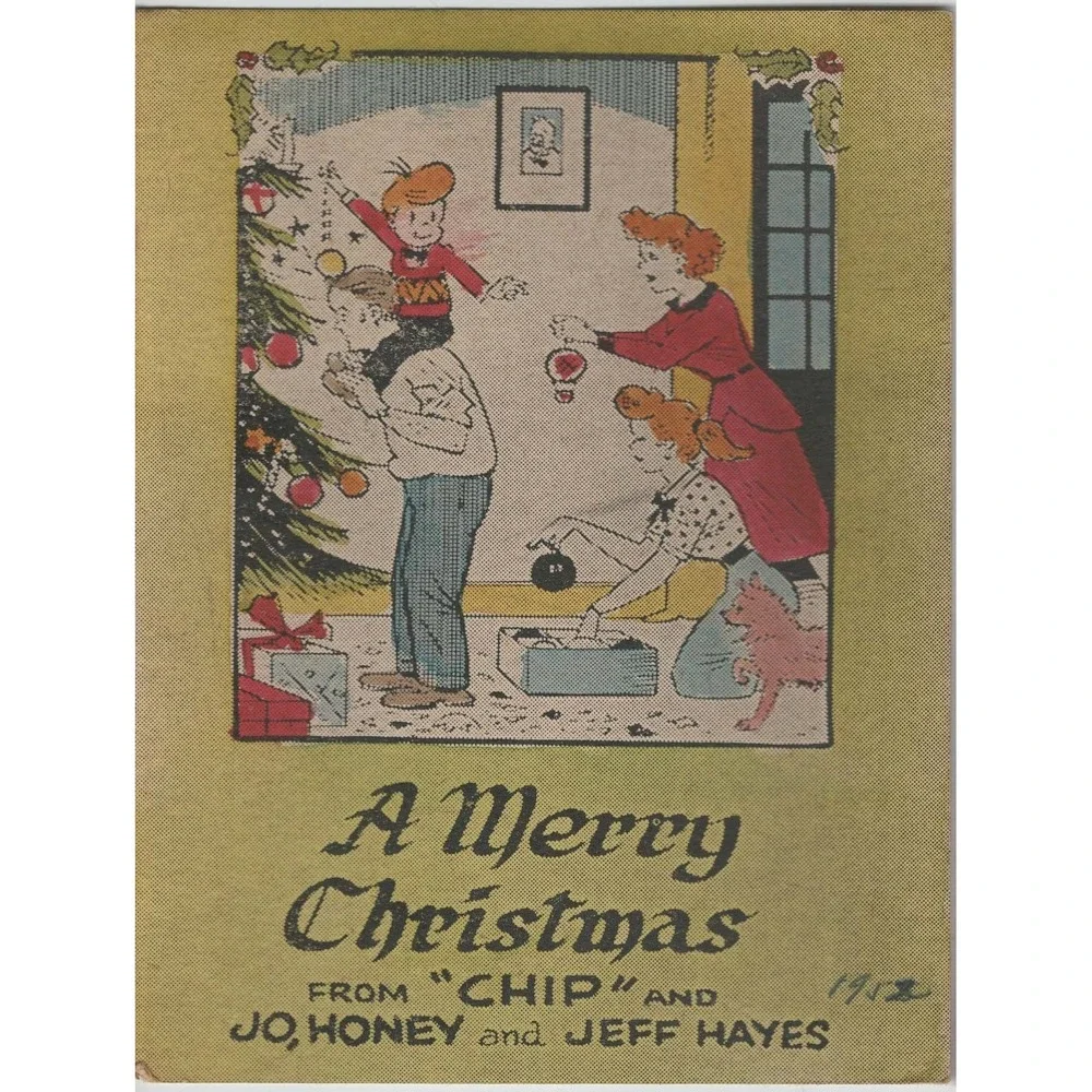 Vintage 1952 Jeff Hayes Chip Comic Strip Christmas Greeting Card Cartoon Art
